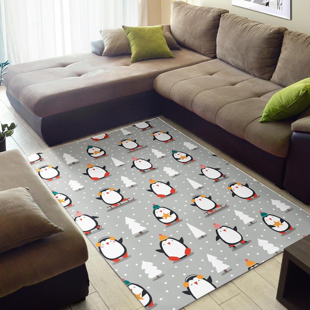 Cute Penguin christmas pattern Area Rug