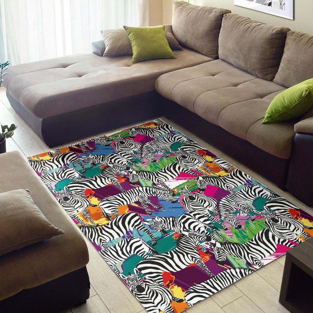 Zebra Colorful Pattern Area Rug