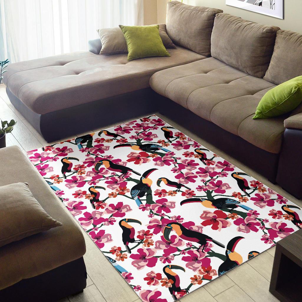 Toucan flower design pattern Area Rug
