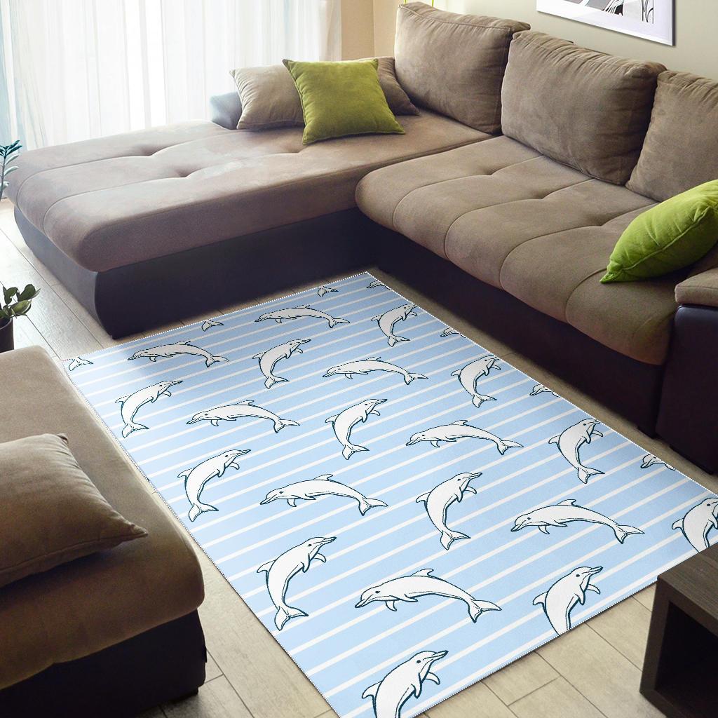 Dolphin blue striped background Area Rug