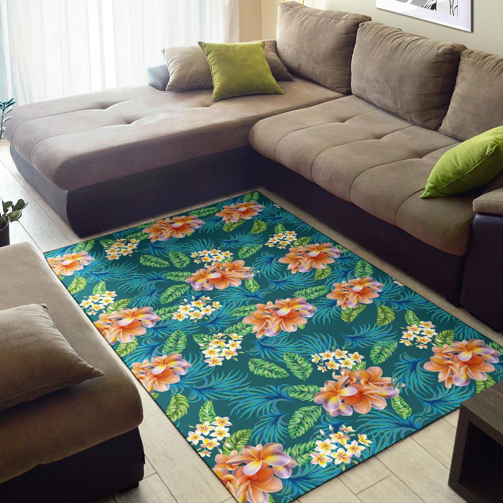 Plumeria Tropical Flower Design Print Area Rugs