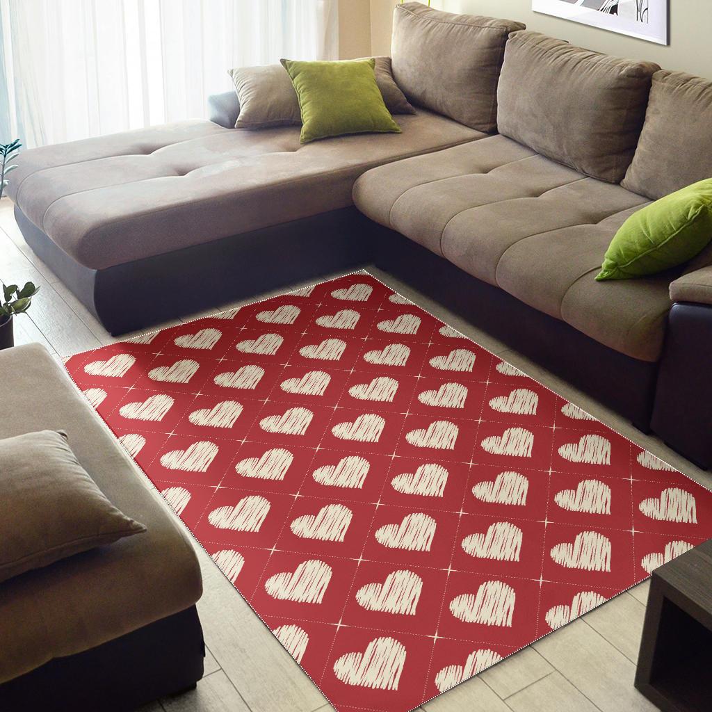 Heart Red Pattern Area Rug