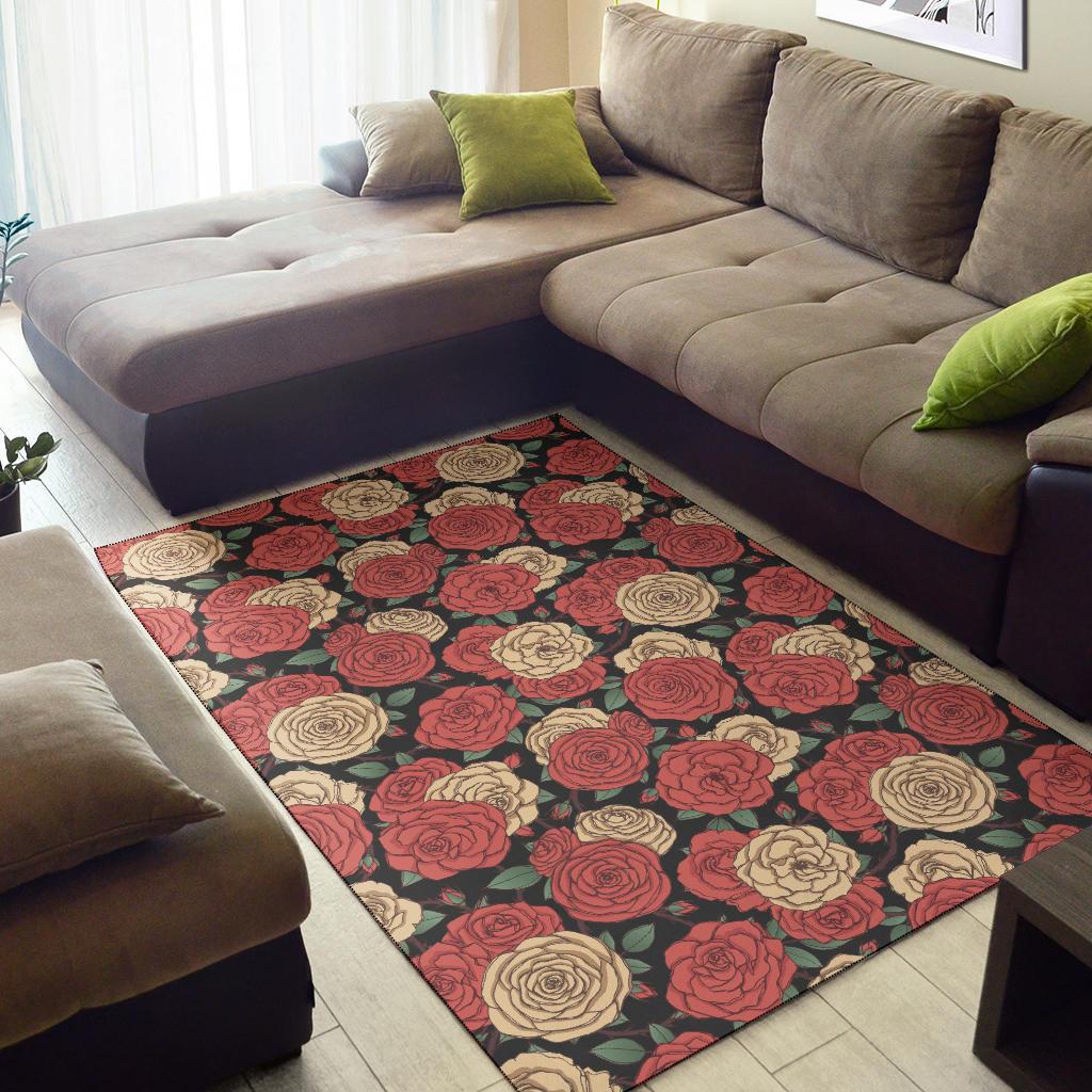 Camellia Pattern Print Design CM01 Area Rugs