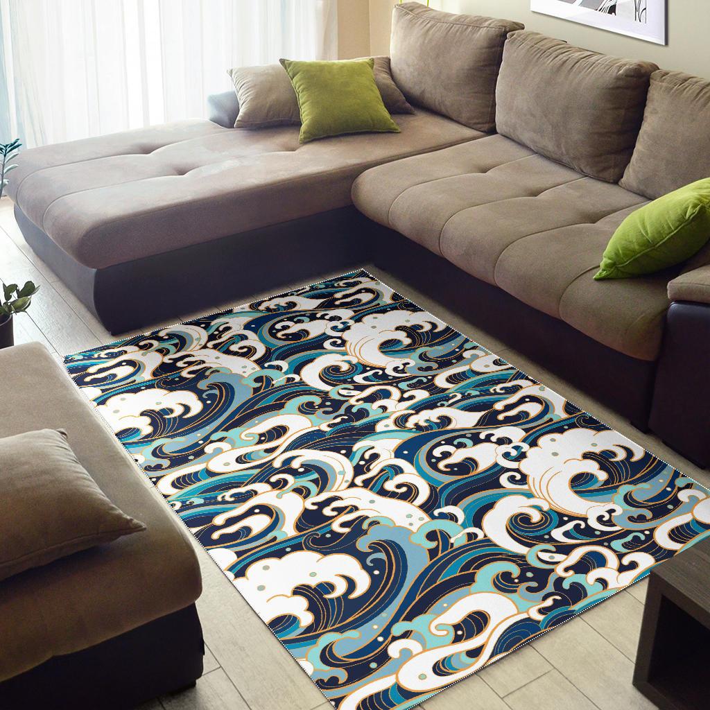 Japanese wave pattern Area Rug