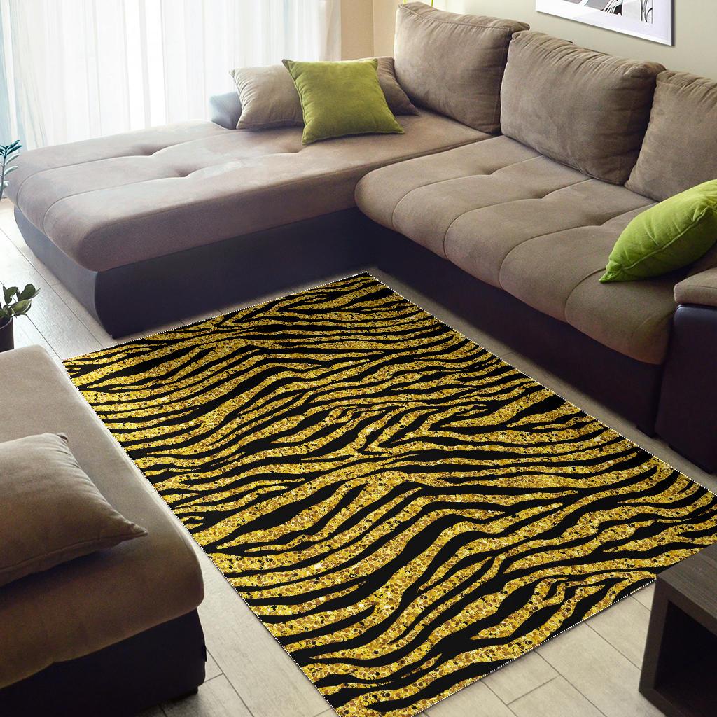 Gold Bengal Tiger Pattern Area Rug
