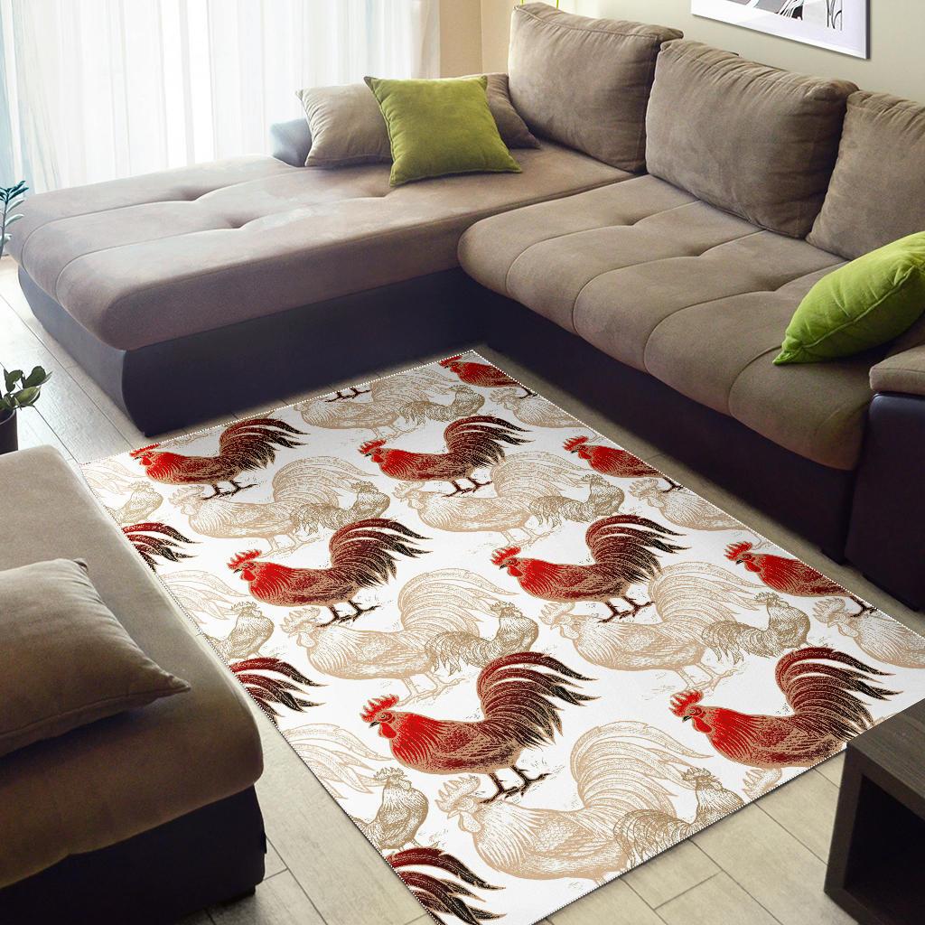 Rooster Chicken Pattern Area Rug