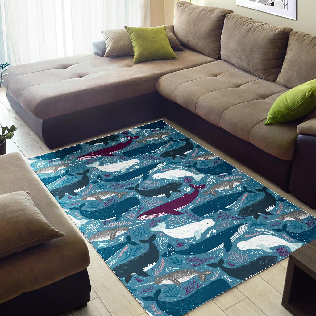 Whale design pattern Area Rug