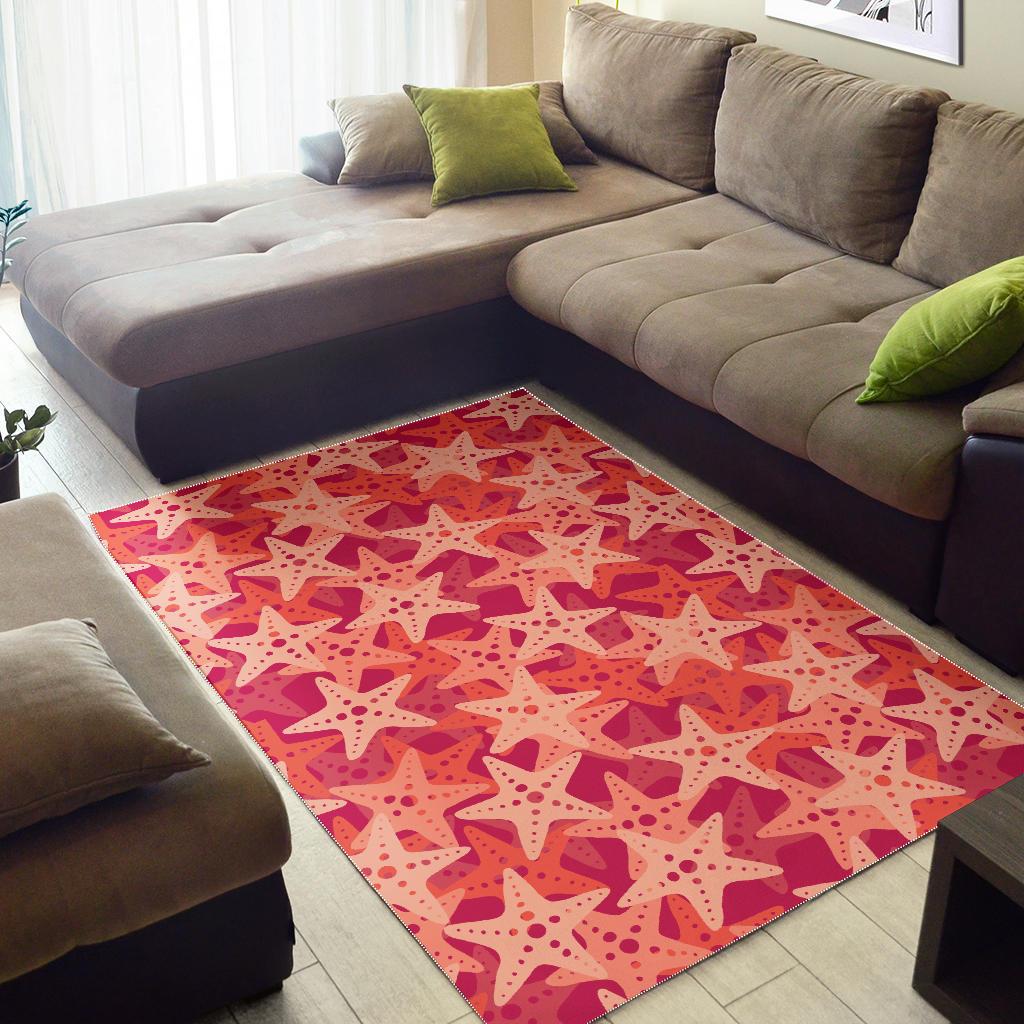 Starfish Red Theme Pattern Area Rug