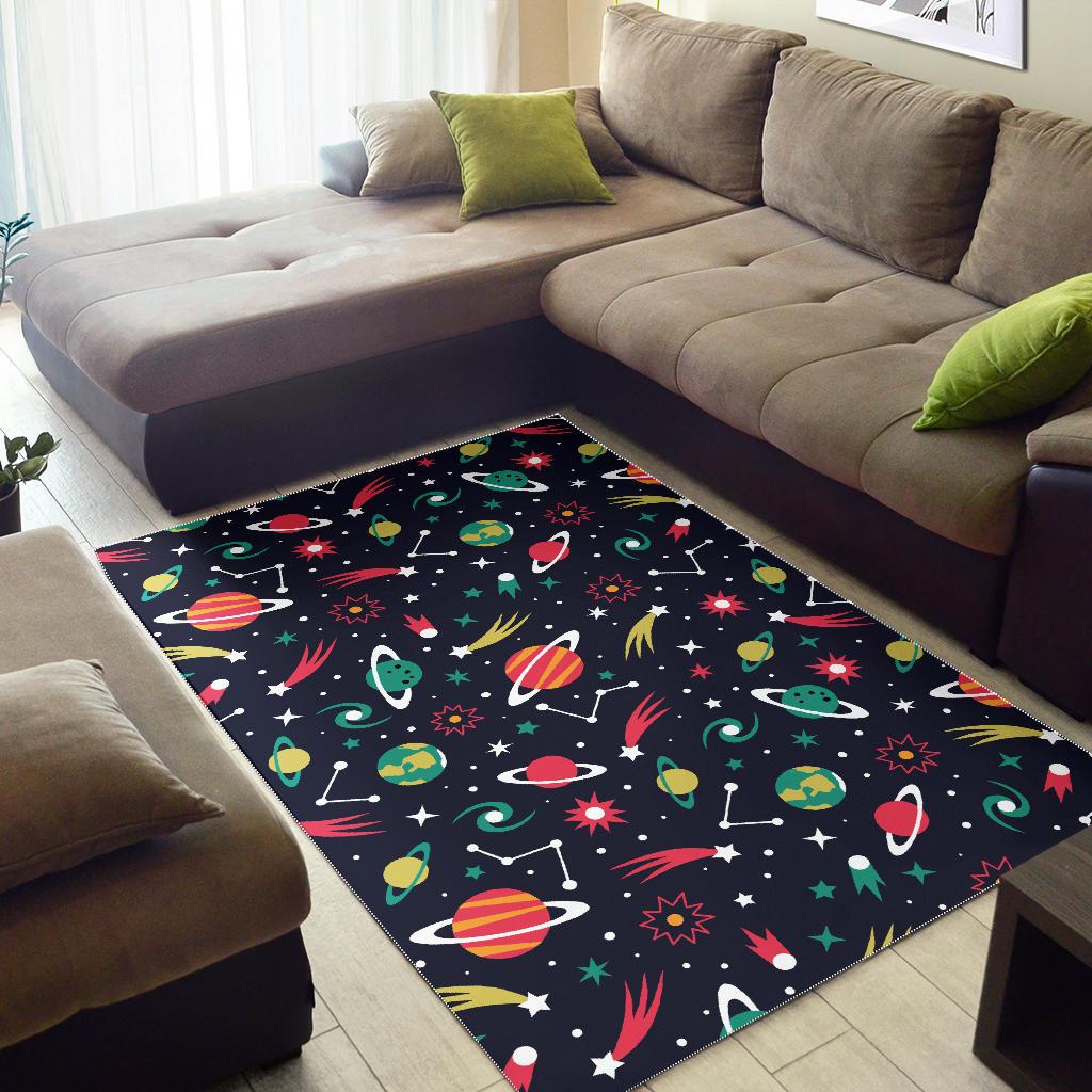 colorful space pattern planet star Area Rug