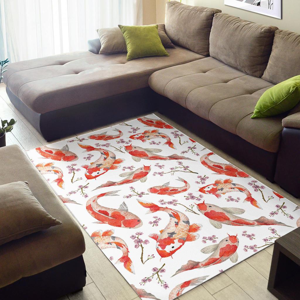 Watercolor Koi Fish Carp Fish pattern Area Rug