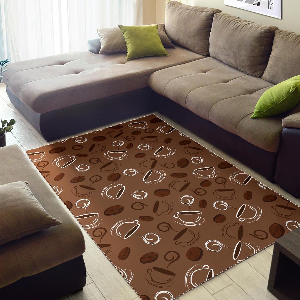 Coffee Cup and Coffe Bean Pattern Area Rug
