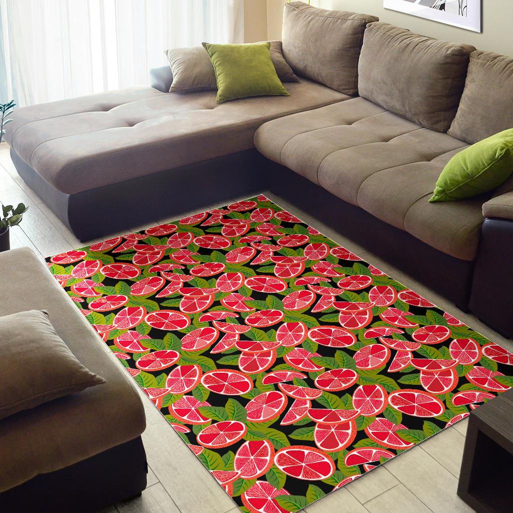 Grapefruit Leaves Pattern Area Rug
