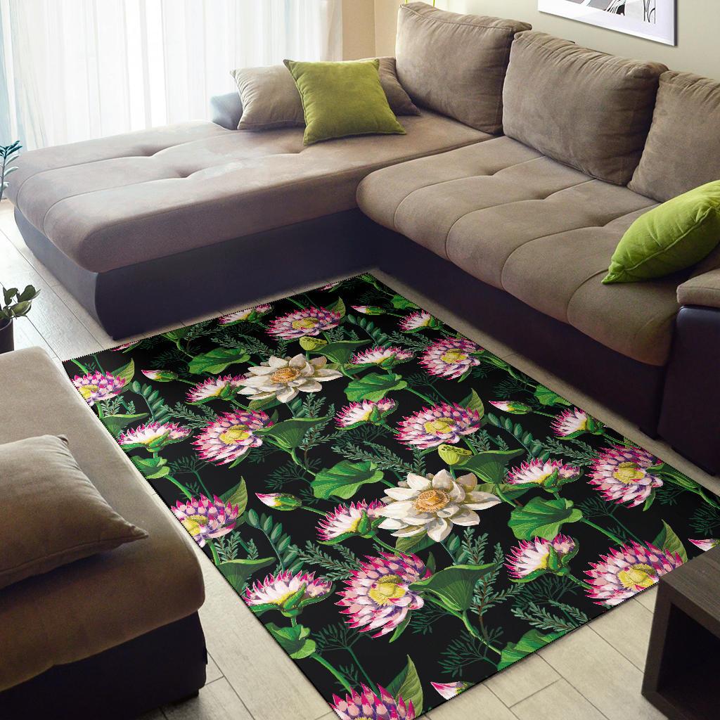 Water Lily Pattern Print Design WL010 Area Rugs