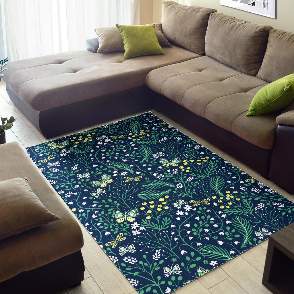 butterfly leaves pattern Area Rug