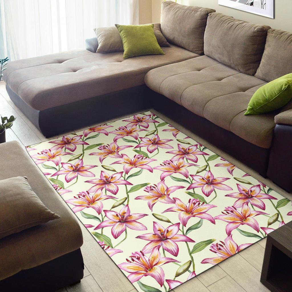 Lily Pattern Print Design LY011 Area Rugs