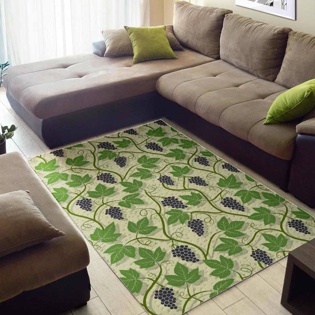 Grape Leaves Pattern Area Rug