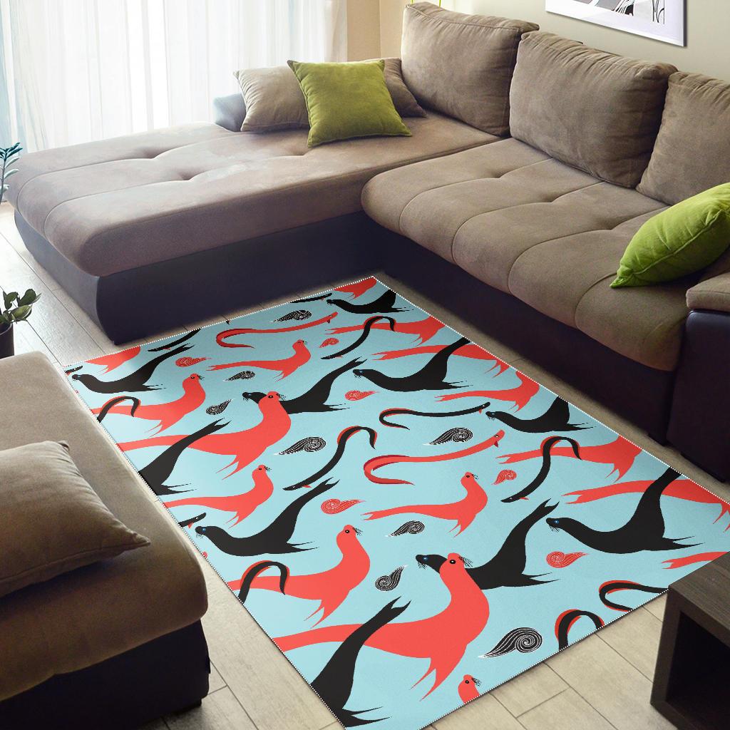 Sea Lion Pattern Theme Area Rug
