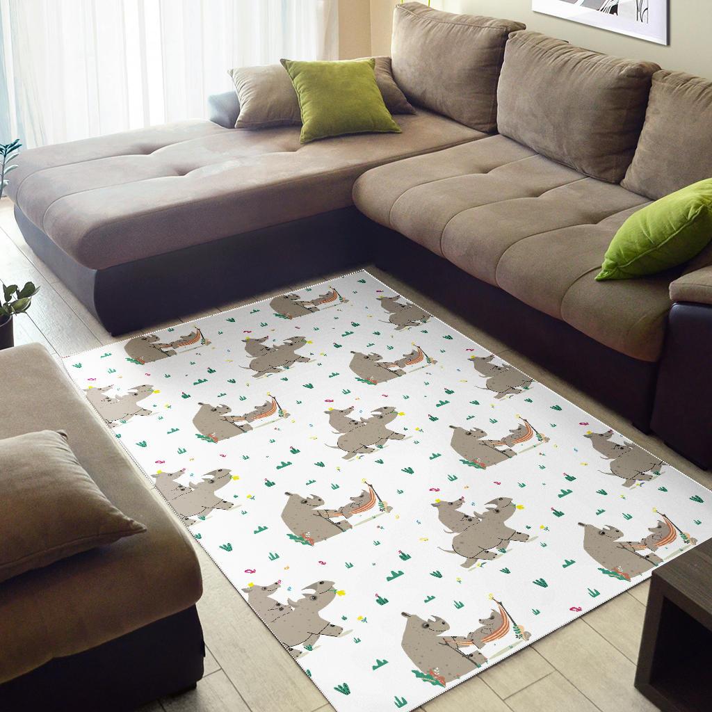 Cute Rhino pattern background Area Rug