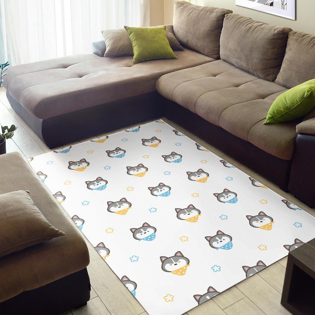 Cute Siberian Husky pattern Area Rug