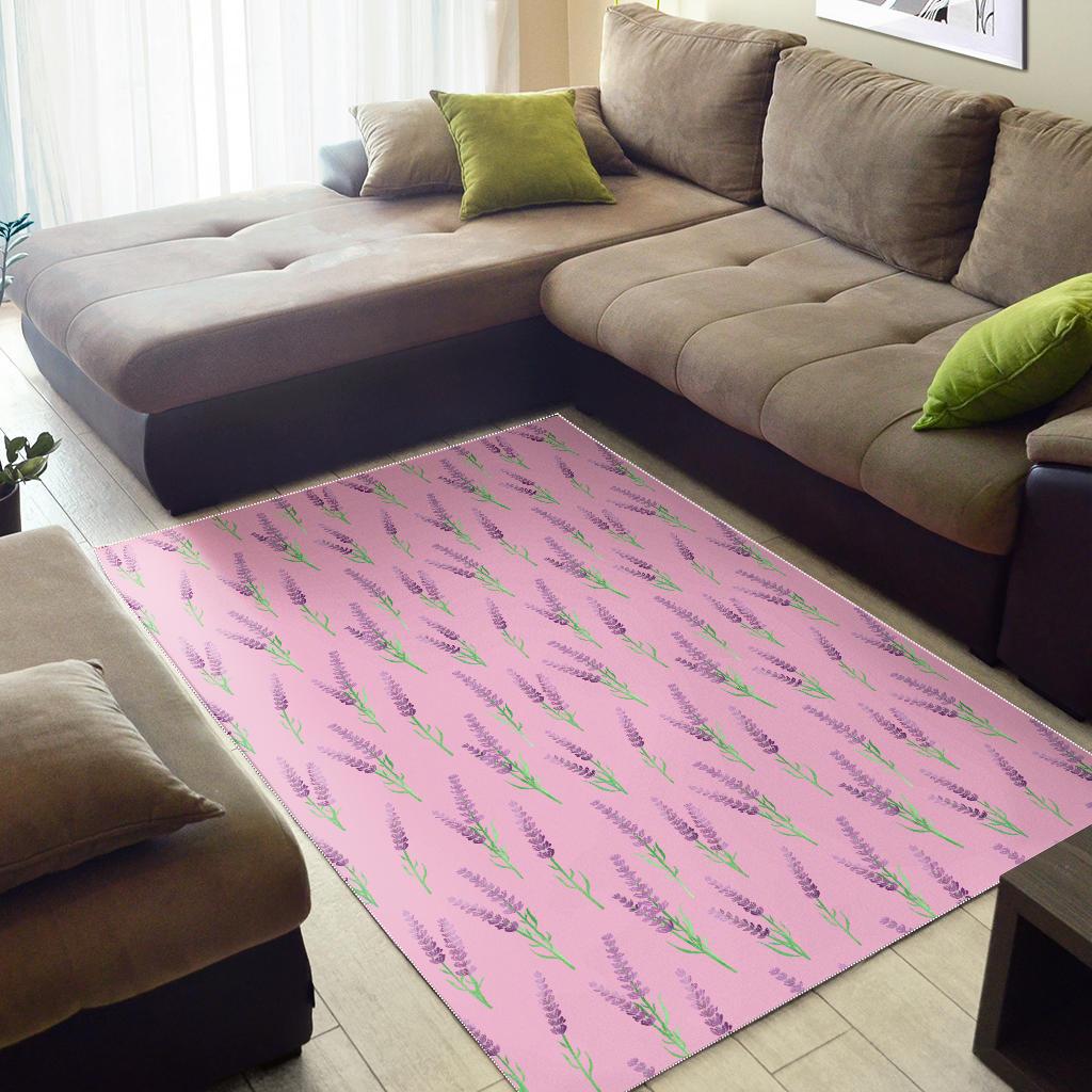 Lavender pattern pink background Area Rug