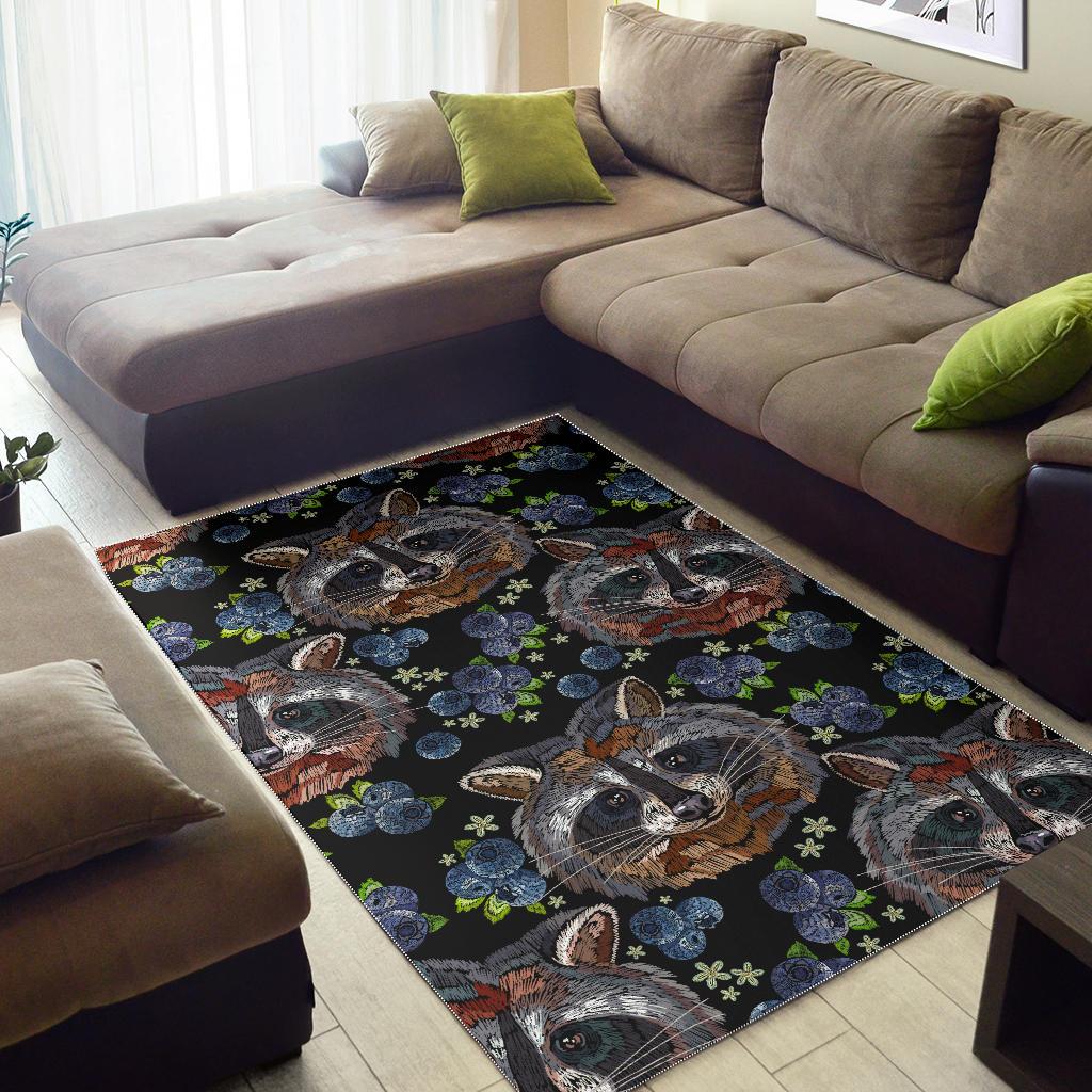 Raccoon Blueburry Pattern Area Rug