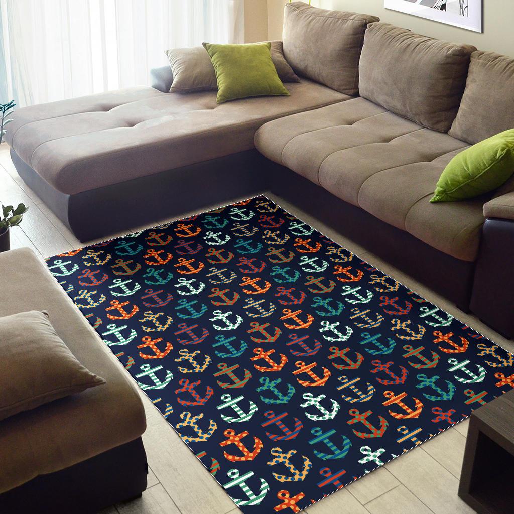 Colorful Anchor Dot Stripe Pattern Area Rug