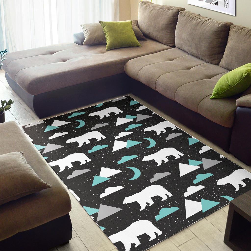 Polar Bear Moon Pattern Area Rug