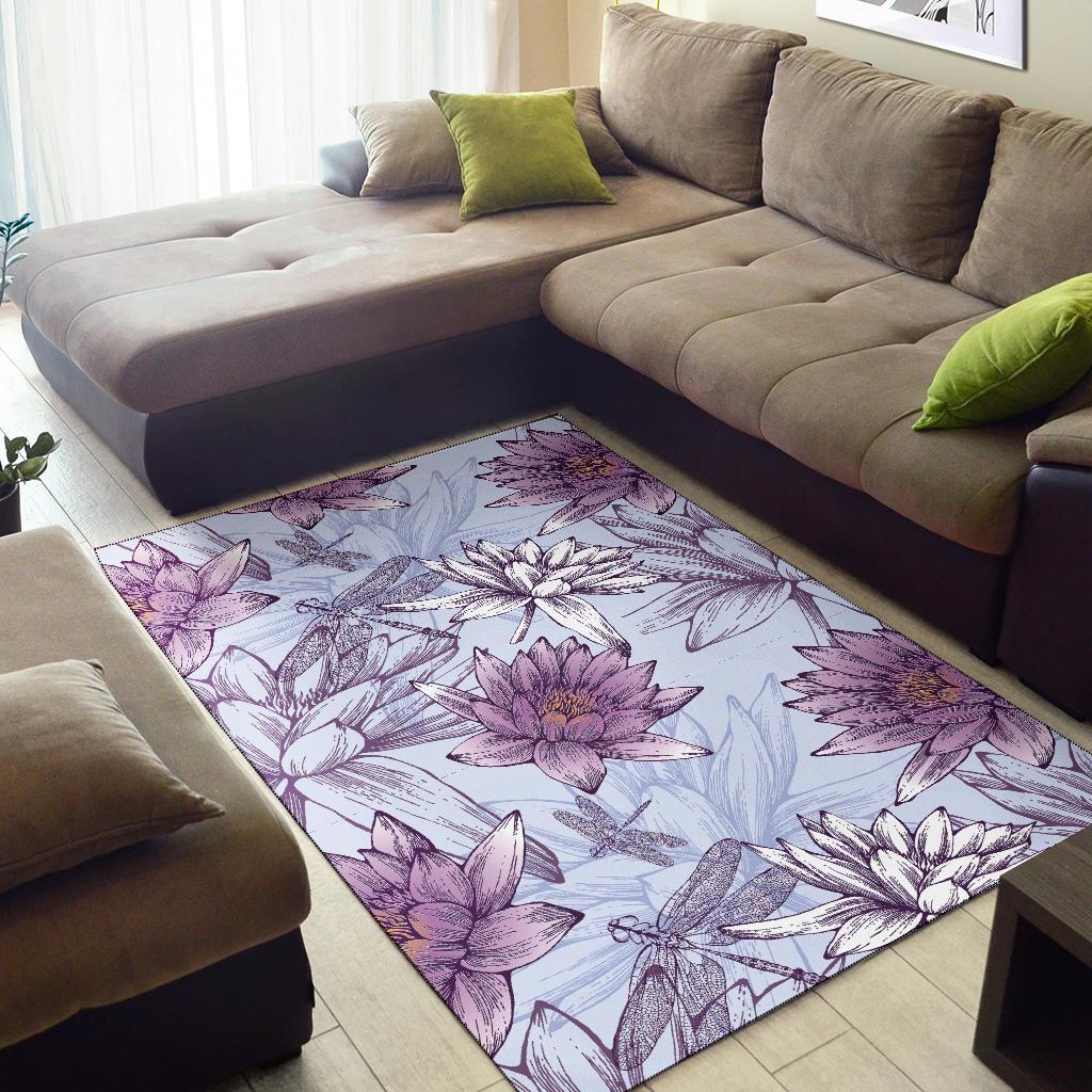 Water Lily Pattern Print Design WL01 Area Rugs
