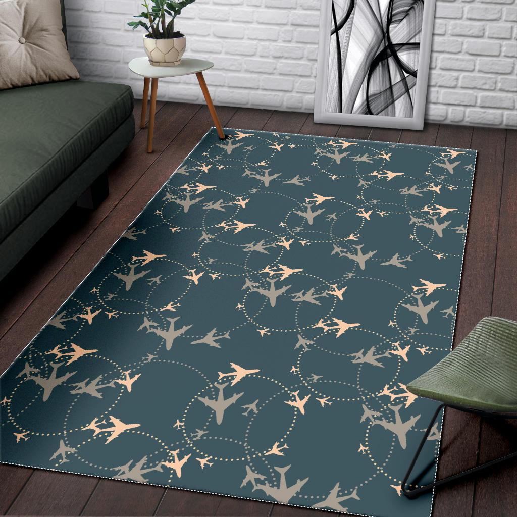 Airplane Circle Pattern Area Rug