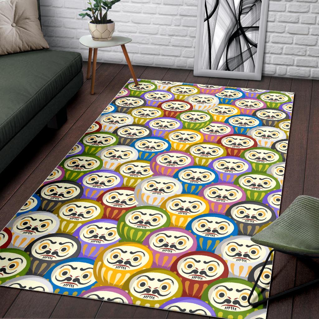 Colorful Daruma Pattern Area Rug