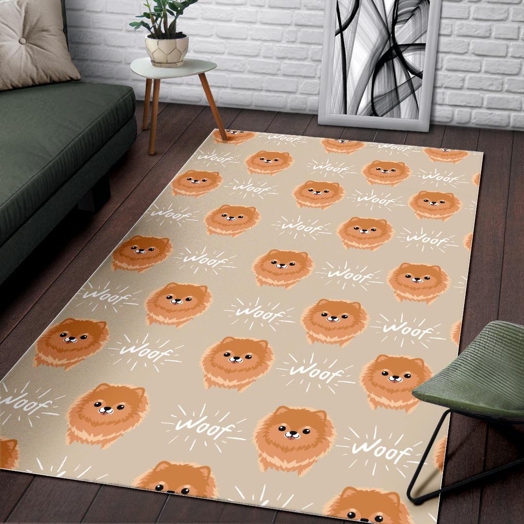 Cute brown pomeranian puppy  Area Rug