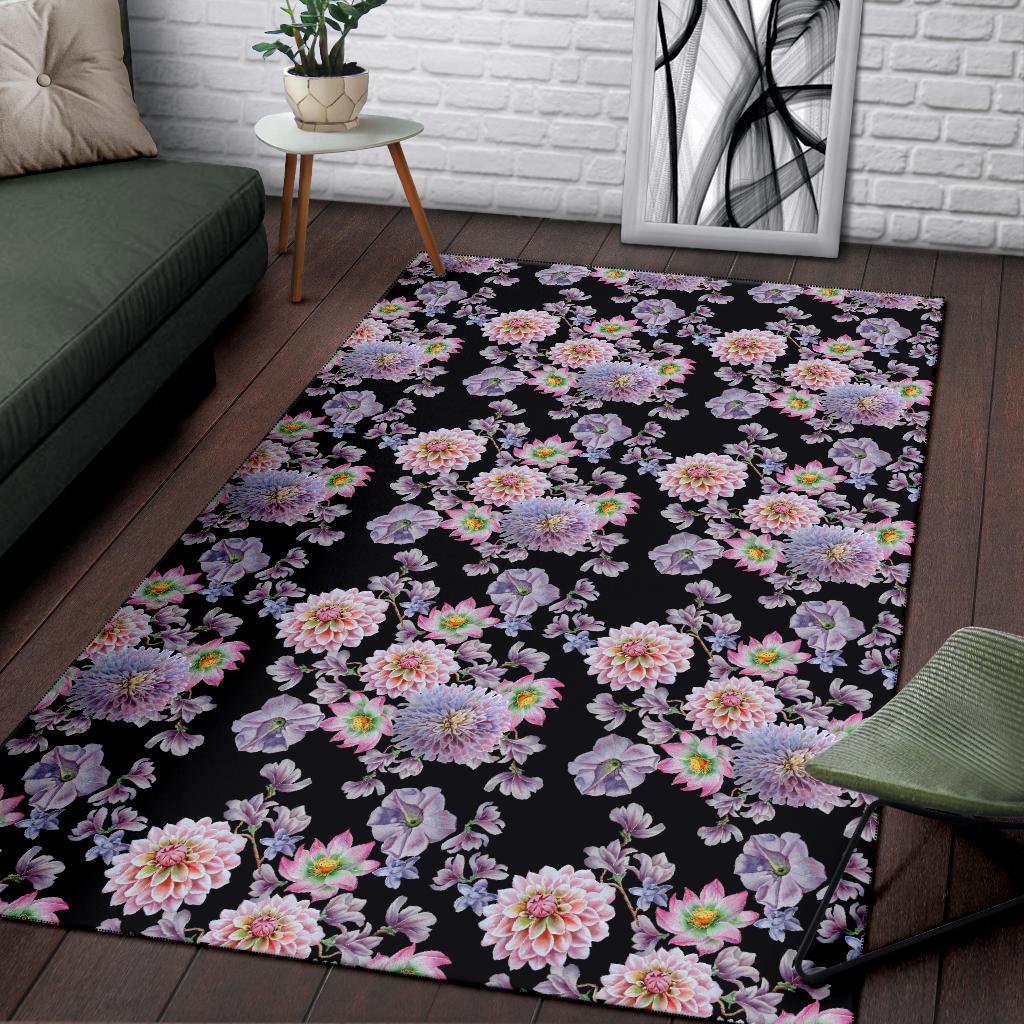 Dahlia Pattern Print Design DH012 Area Rugs