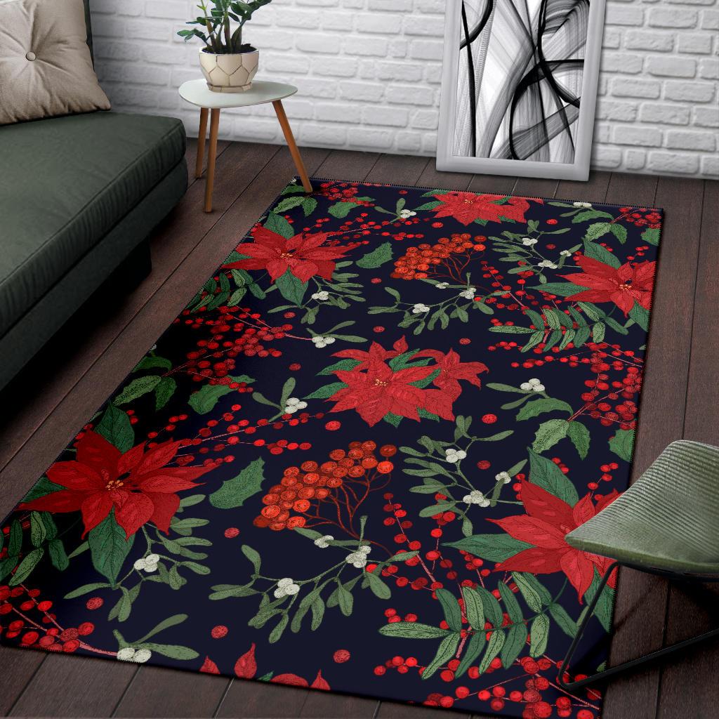 Poinsettia Pattern Print Design POT02 Area Rugs