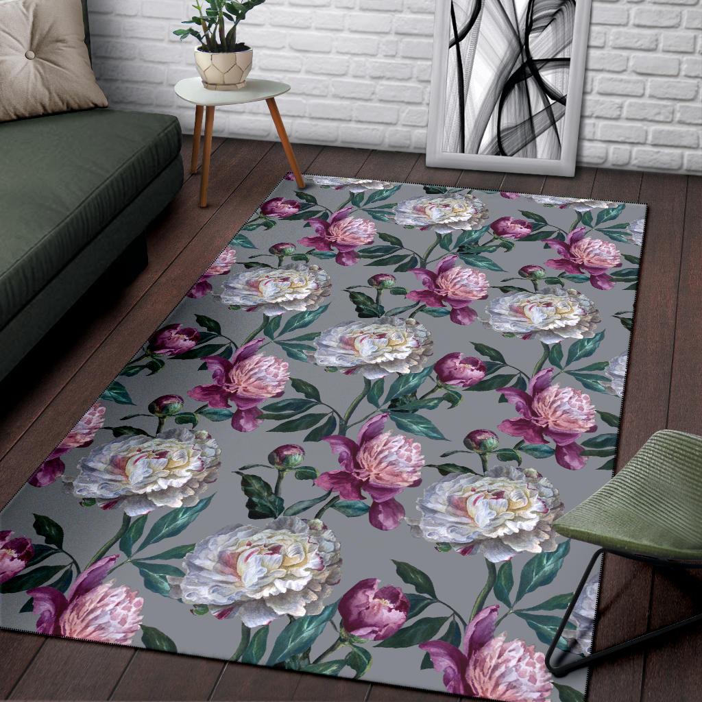 Peony Pattern Print Design PE01 Area Rugs