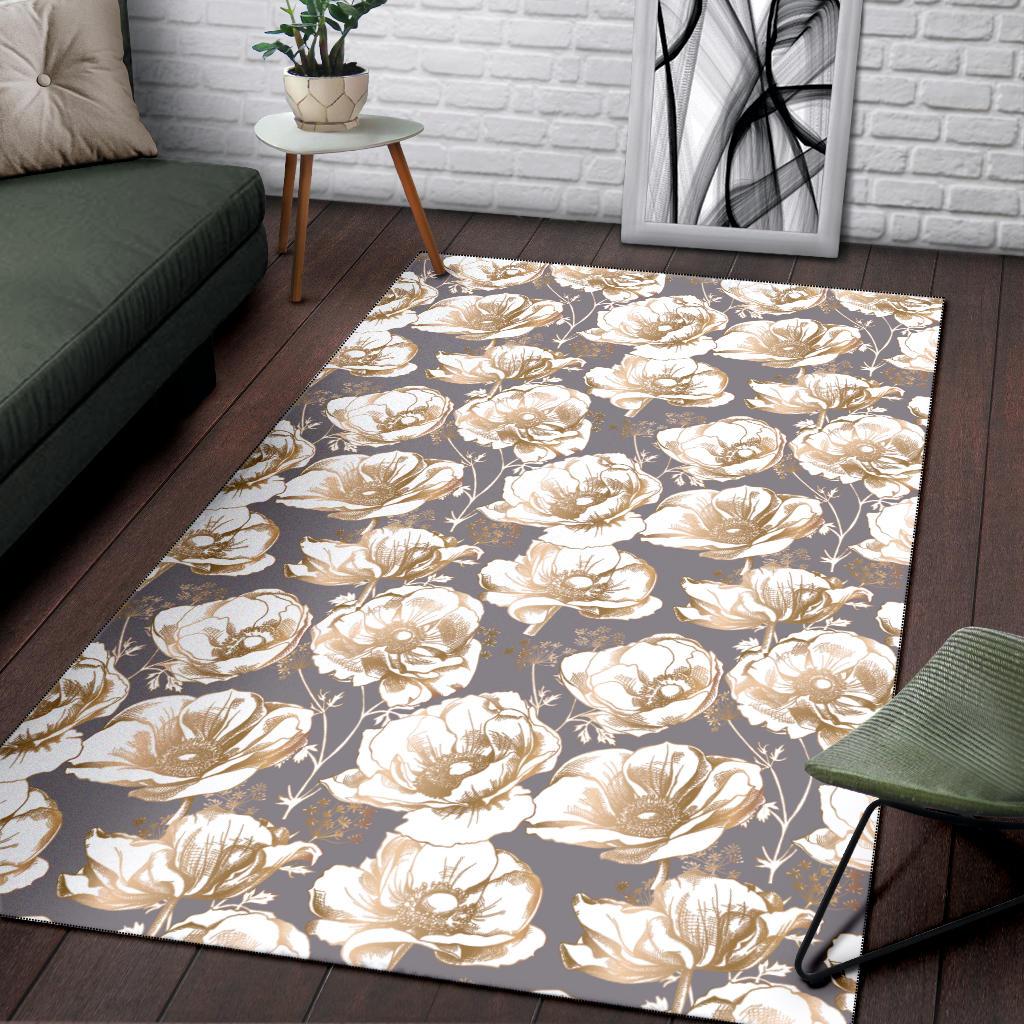 Anemone Pattern Print Design AM05 Area Rugs