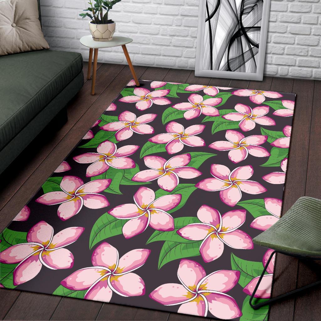 Pink Plumeria Pattern Print Design PM019 Area Rugs