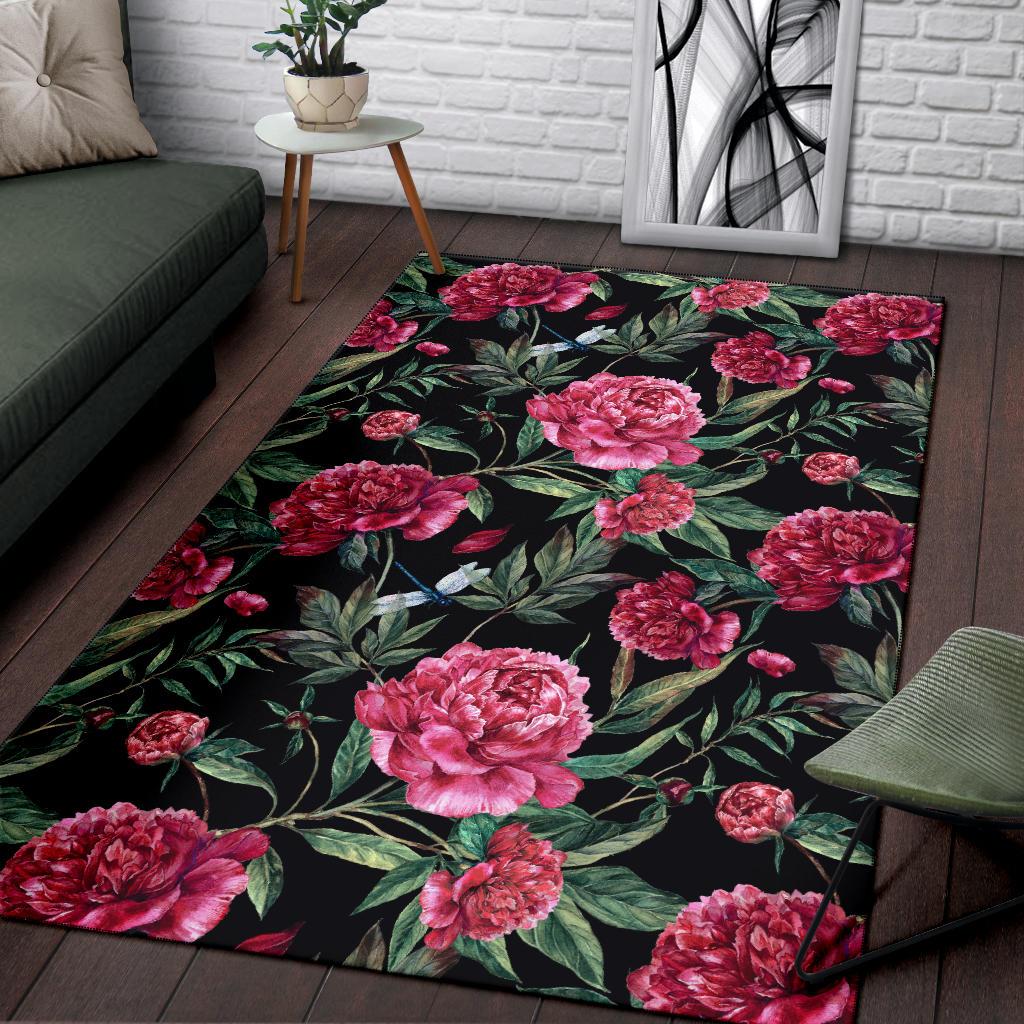 Peony Pattern Print Design PE04 Area Rugs