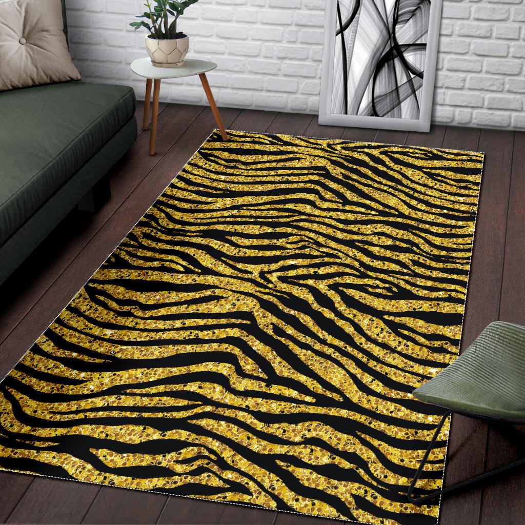 Gold Bengal Tiger Pattern Area Rug
