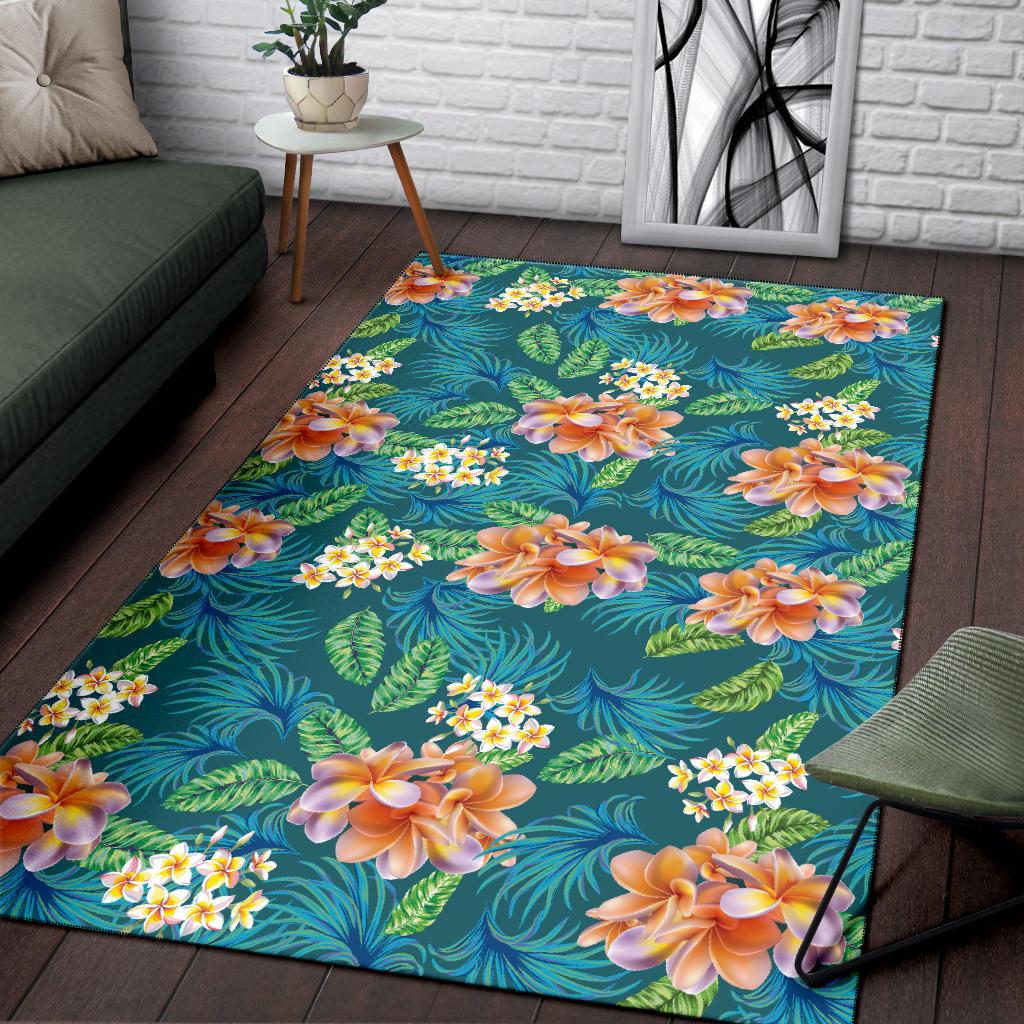 Plumeria Tropical Flower Design Print Area Rugs