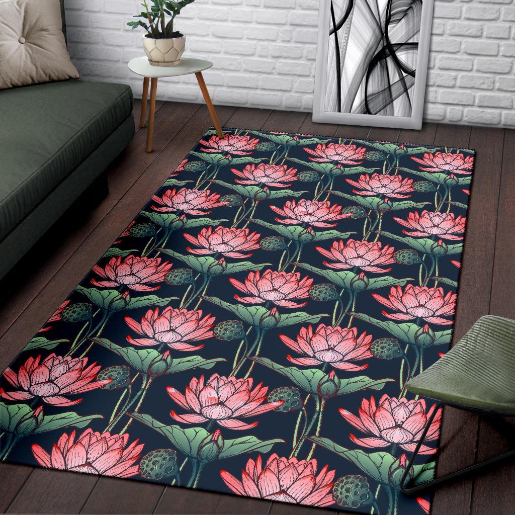 Water Lily Pattern Print Design WL03 Area Rugs