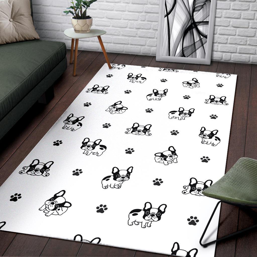 Cute french bulldog paw pattern Area Rug
