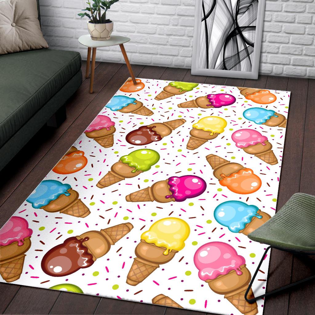 Color Ice Cream Cone Pattern Area Rug