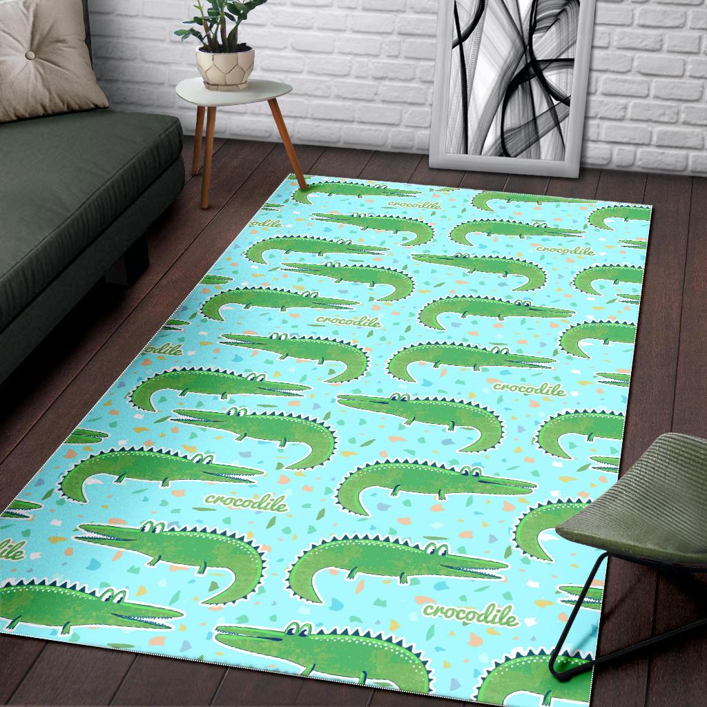 Crocodile Pattern Blue background Area Rug