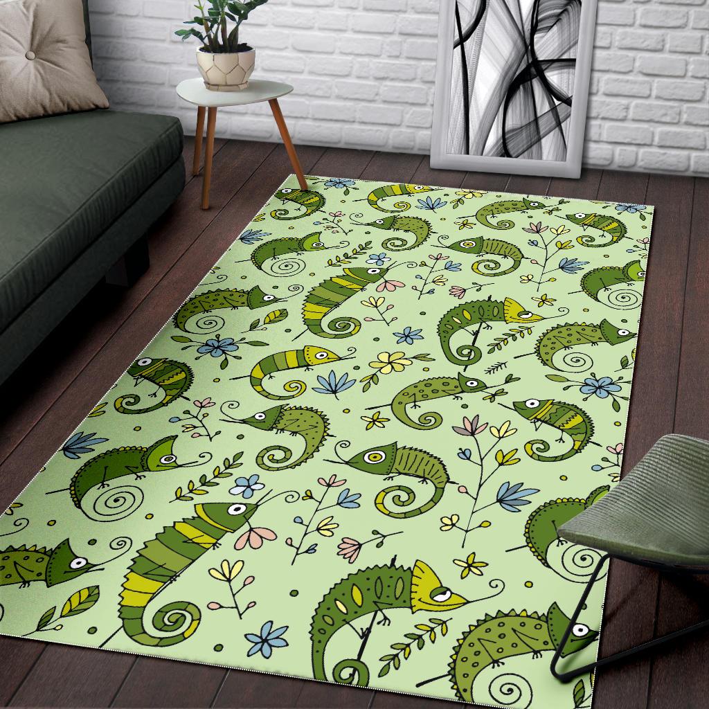 Cute Chameleon Lizard Pattern Area Rug