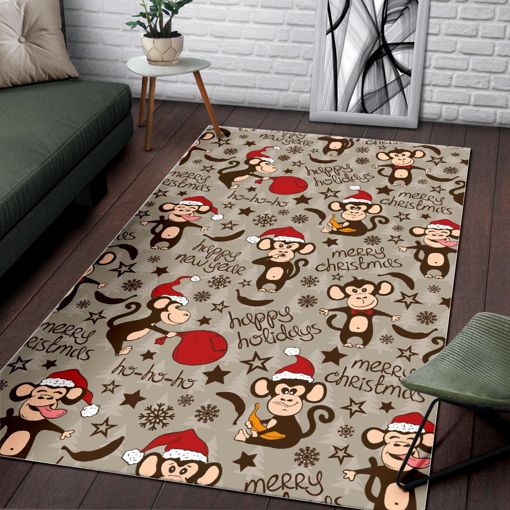 Monkey Christmas Pattern Area Rug