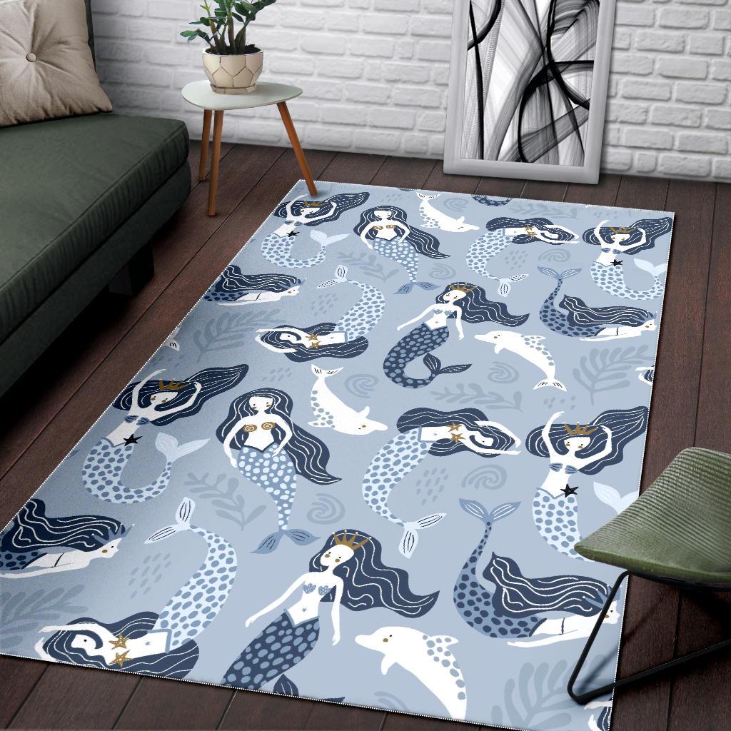 Mermaid Dolphin Pattern Area Rug