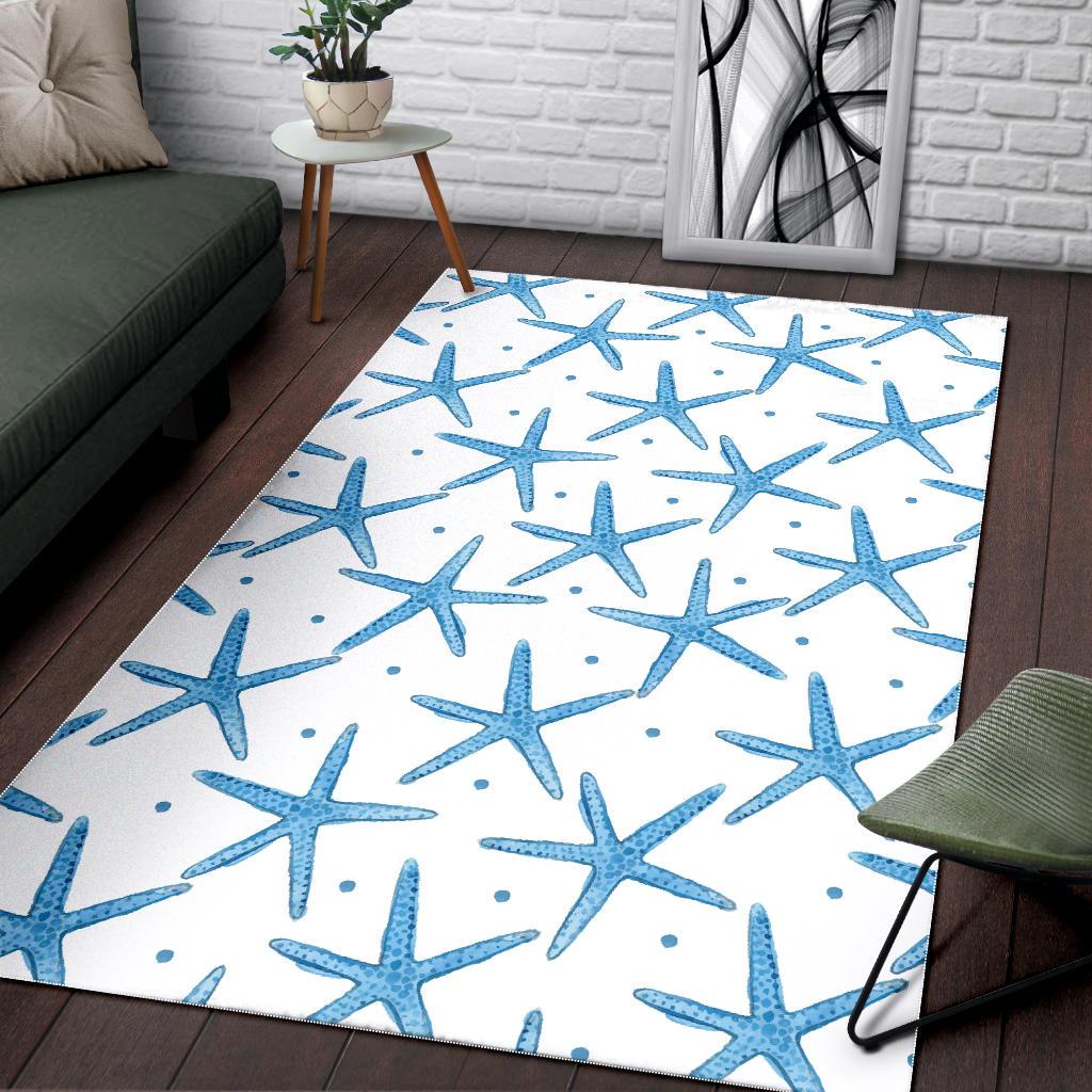 Watercolor starfish pattern Area Rug