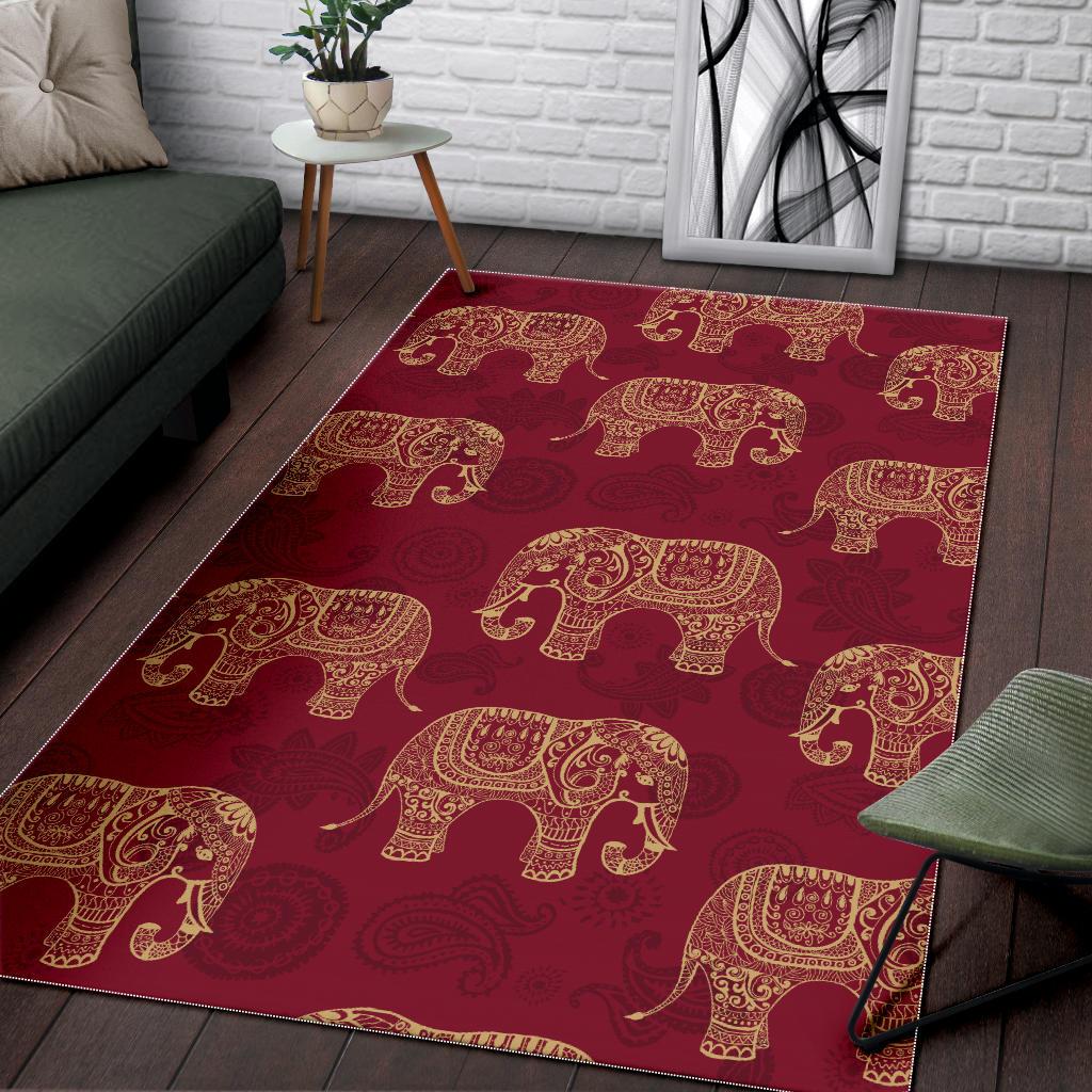 Elephant Tribal Pattern Area Rug
