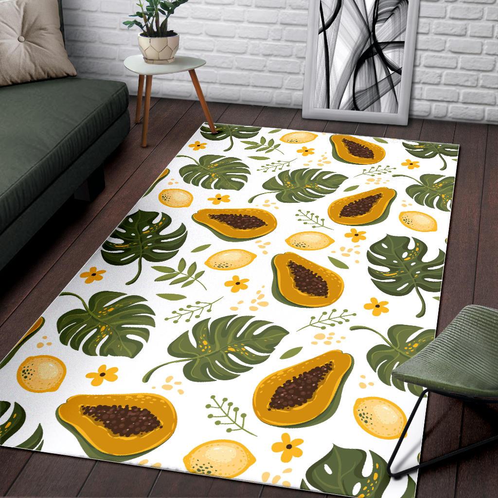 Papaya Leaves Flower Pattern Area Rug
