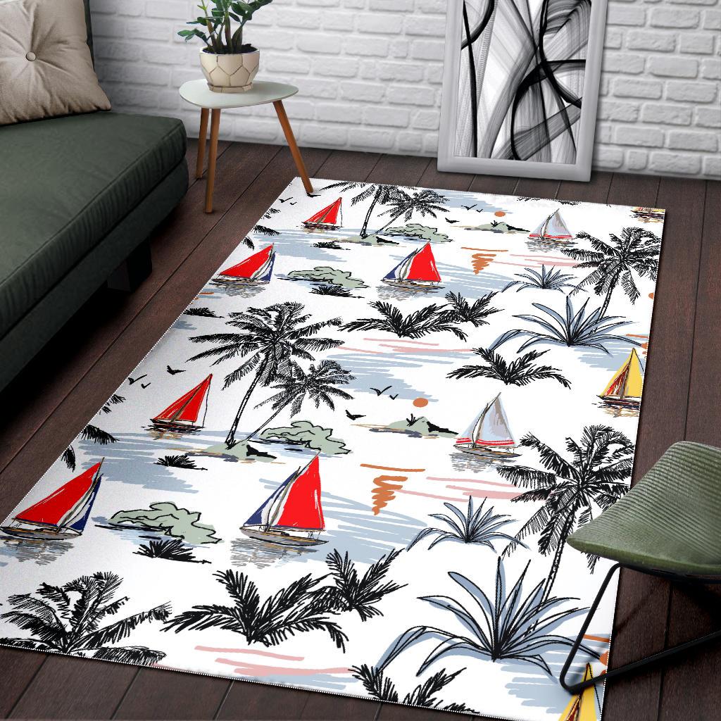Sailboat Pattern Background Area Rug